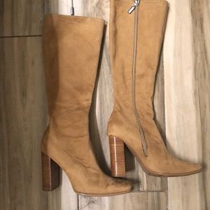 Caramel block heel boots